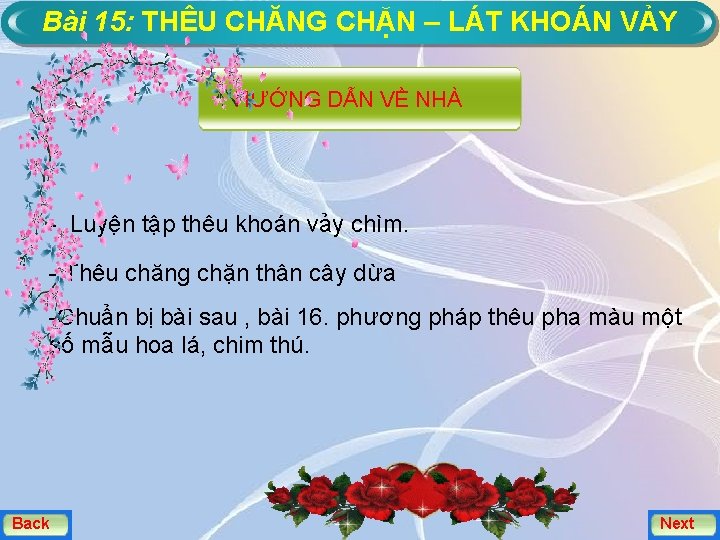 Bài 15: THÊU CHĂNG CHẶN – LÁT KHOÁN VẢY HƯỚNG DẪN VỀ NHÀ -