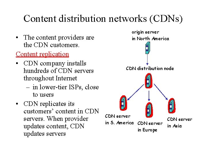 Content distribution networks (CDNs) • The content providers are the CDN customers. Content replication