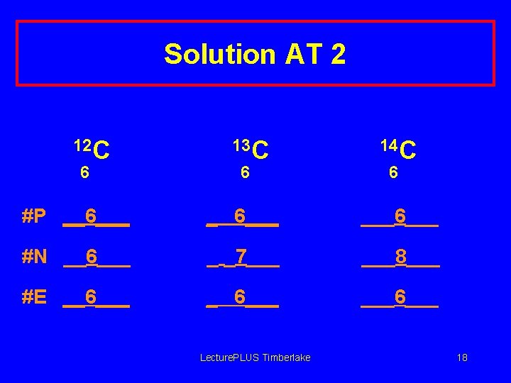 Solution AT 2 12 C 6 13 C 6 14 C 6 #P __6___