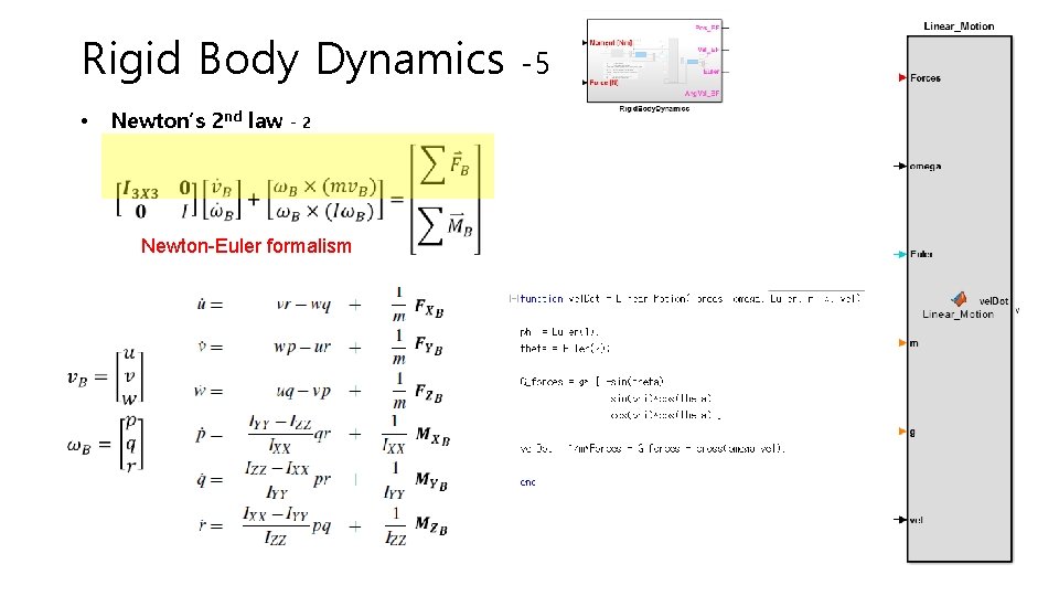 Rigid Body Dynamics • Newton’s 2 nd law -2 Newton-Euler formalism -5 