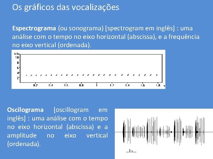 Os gráficos das vocalizações Espectrograma (ou sonograma) [spectrogram em inglês] : uma análise com