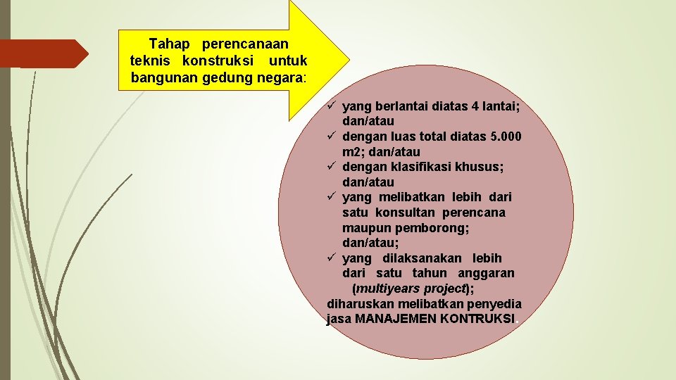 Tahap perencanaan teknis konstruksi untuk bangunan gedung negara: ü yang berlantai diatas 4 lantai;