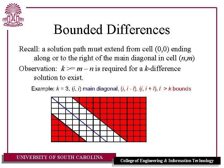 Bounded Differences Recall: a solution path must extend from cell (0, 0) ending along
