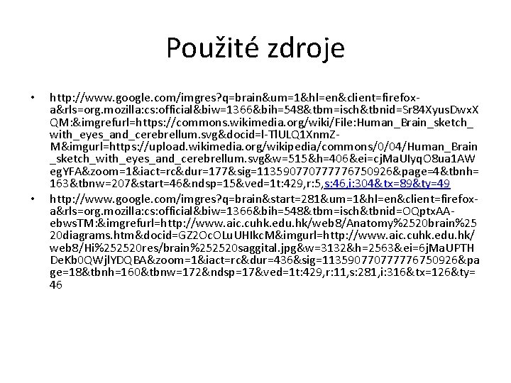 Použité zdroje • • http: //www. google. com/imgres? q=brain&um=1&hl=en&client=firefoxa&rls=org. mozilla: cs: official&biw=1366&bih=548&tbm=isch&tbnid=Sr 84 Xyus.