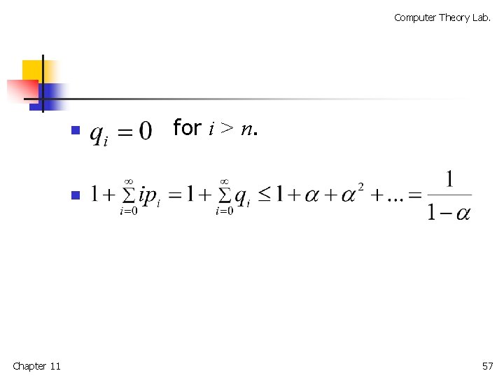 Computer Theory Lab. n for i > n. n Chapter 11 57 