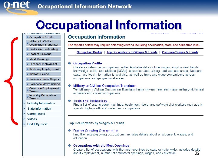 Occupational Information 32 