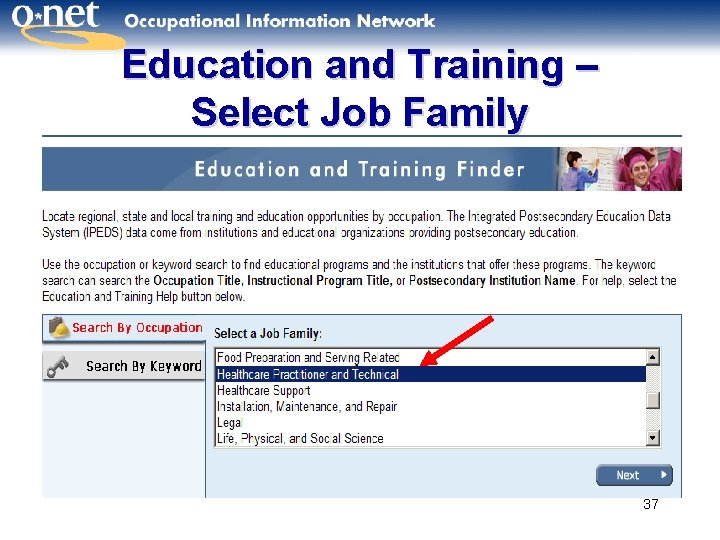 Education and Training – Select Job Family 37 