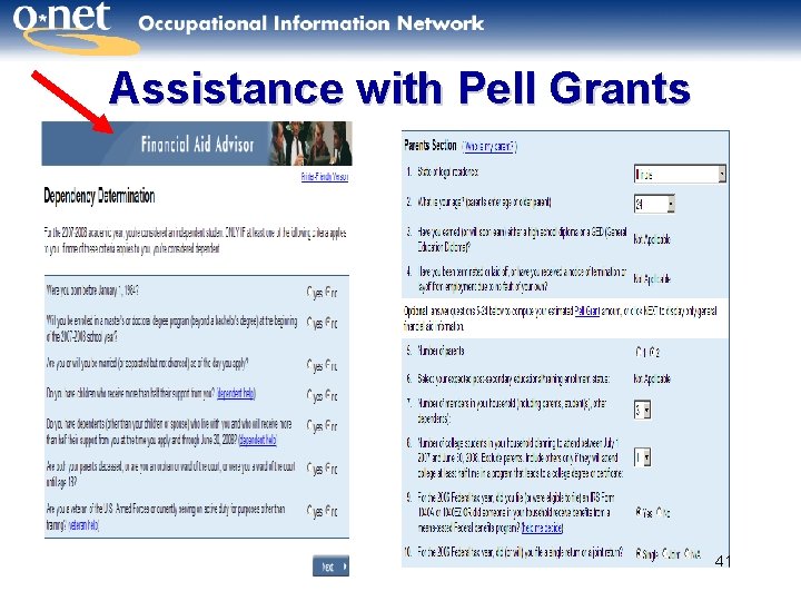 Assistance with Pell Grants 41 