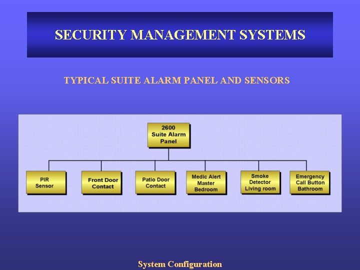 SECURITY MANAGEMENT SYSTEMS TYPICAL SUITE ALARM PANEL AND SENSORS System Configuration 