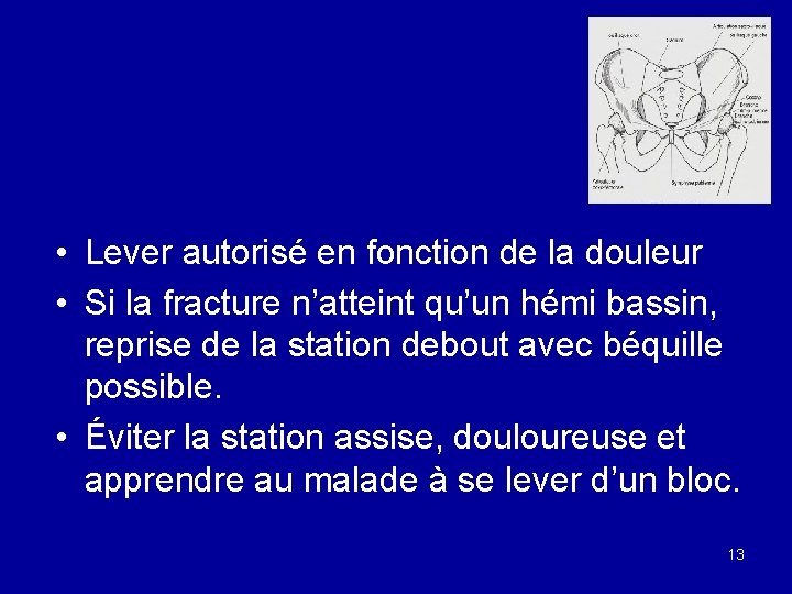  • Lever autorisé en fonction de la douleur • Si la fracture n’atteint