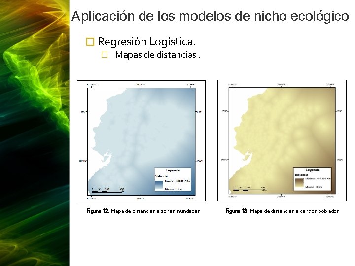 Aplicación de los modelos de nicho ecológico � Regresión Logística. � Mapas de distancias.