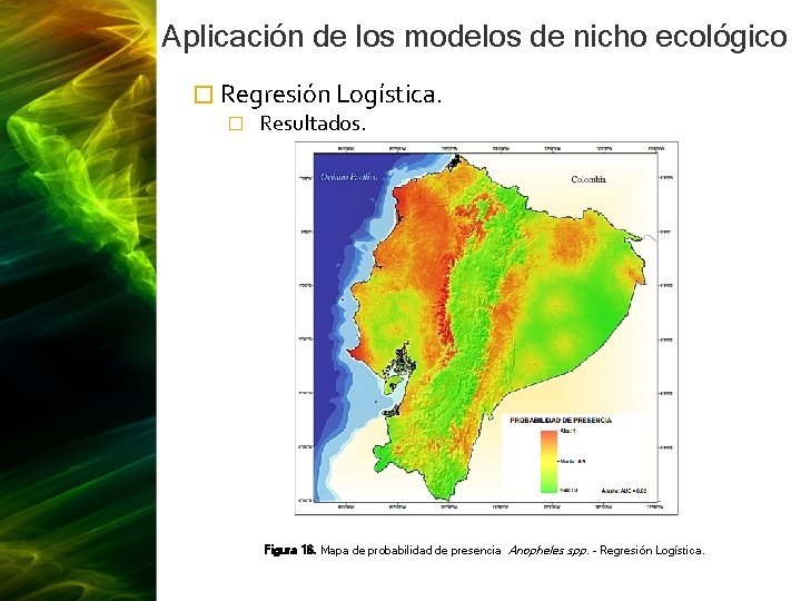 Aplicación de los modelos de nicho ecológico � Regresión Logística. � Resultados. Figura 16.