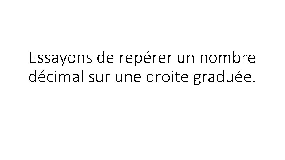 Essayons de repérer un nombre décimal sur une droite graduée. 