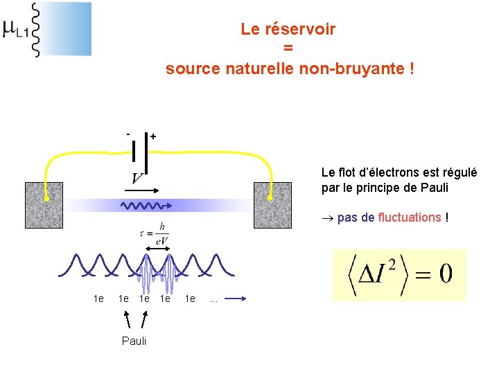 Le réservoir = source naturelle non-bruyante ! - + Le flot d’électrons est régulé