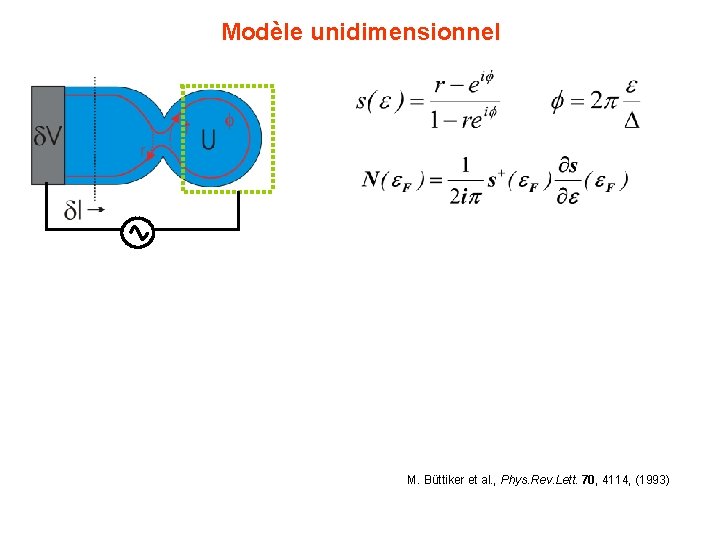 Modèle unidimensionnel M. Büttiker et al. , Phys. Rev. Lett. 70, 4114, (1993) 
