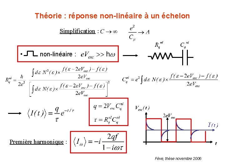 Théorie : réponse non-linéaire à un échelon Simplification : • • linéaire : non-linéaire