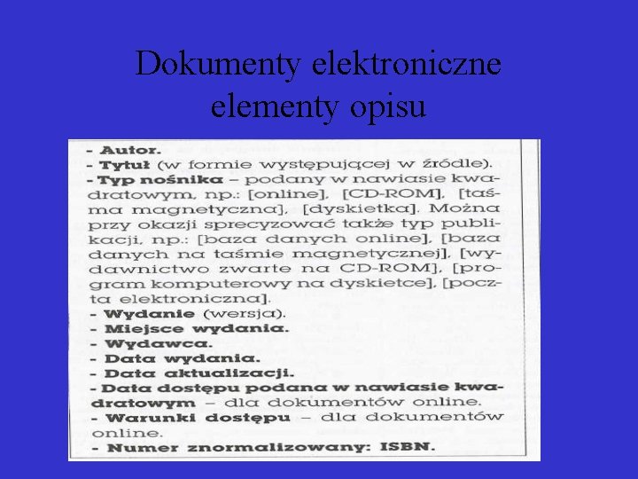 Dokumenty elektroniczne elementy opisu 