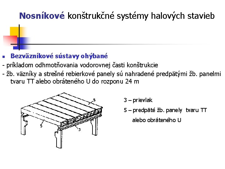 Nosníkové konštrukčné systémy halových stavieb Bezväzníkové sústavy ohýbané - príkladom odhmotňovania vodorovnej časti konštrukcie