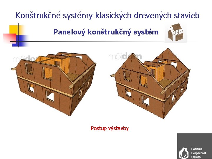 Konštrukčné systémy klasických drevených stavieb Panelový konštrukčný systém Postup výstavby 