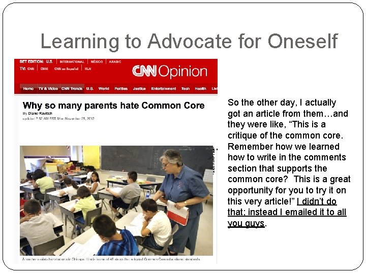 Learning to Advocate for Oneself So the other day, I actually got an article