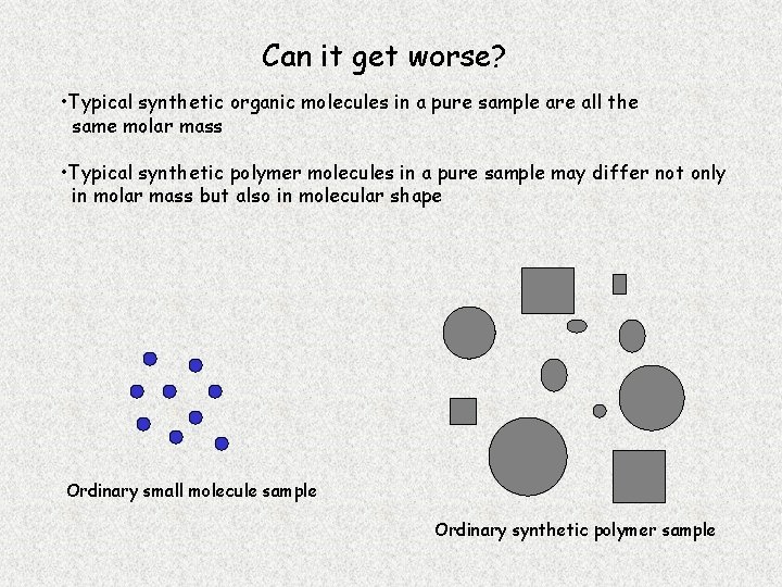 Can it get worse? • Typical synthetic organic molecules in a pure sample are