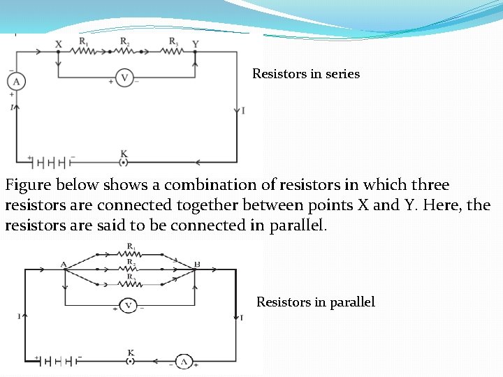 Resistors in series Figure below shows a combination of resistors in which three resistors