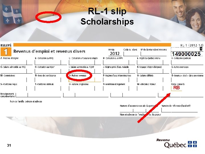 RL-1 slip Scholarships RB 31 