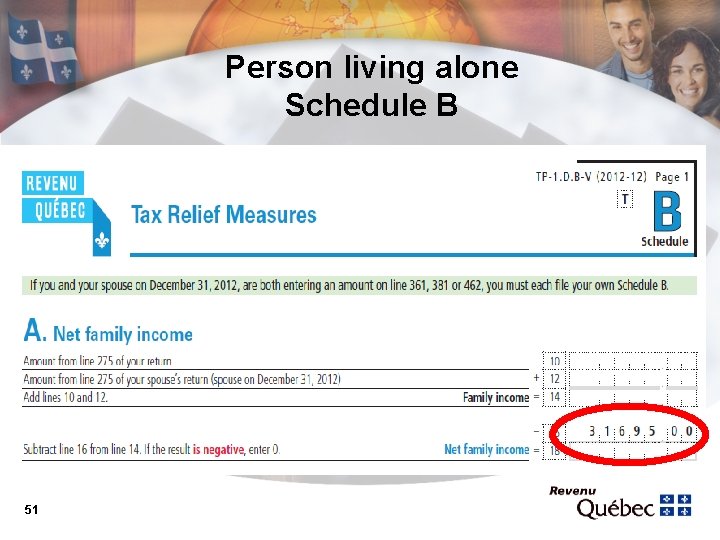 Person living alone Schedule B 51 