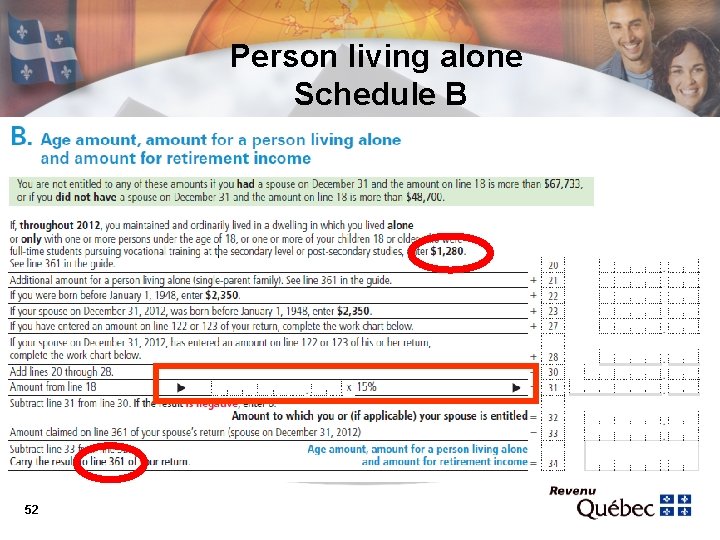 Person living alone Schedule B 52 