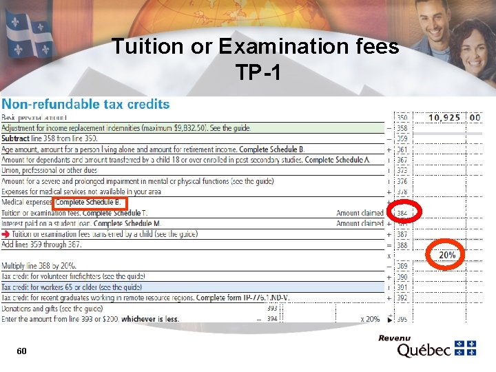 Tuition or Examination fees TP-1 60 
