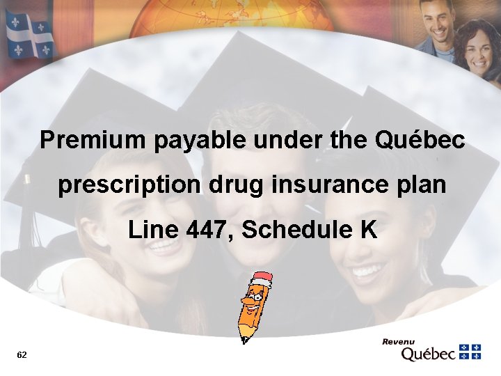  Premium payable under the Québec prescription drug insurance plan Line 447, Schedule K