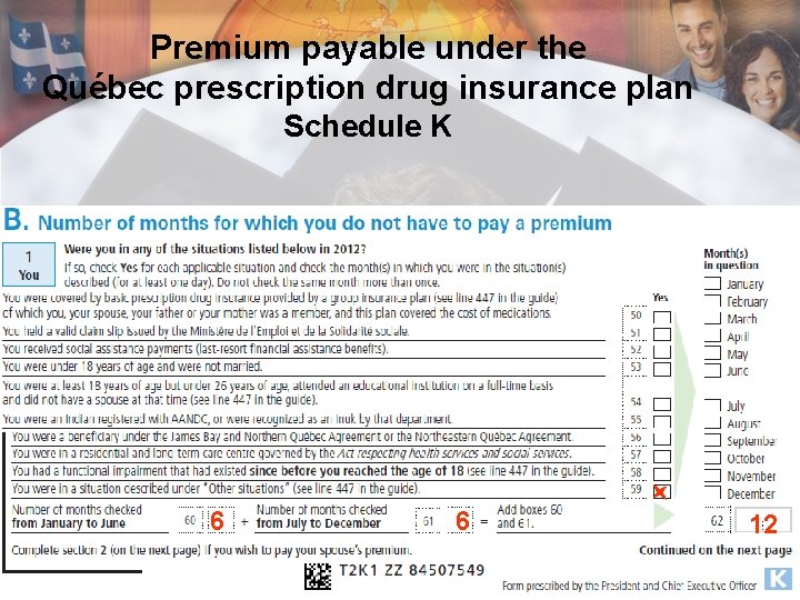 Premium payable under the Québec prescription drug insurance plan Schedule K 6 64 6