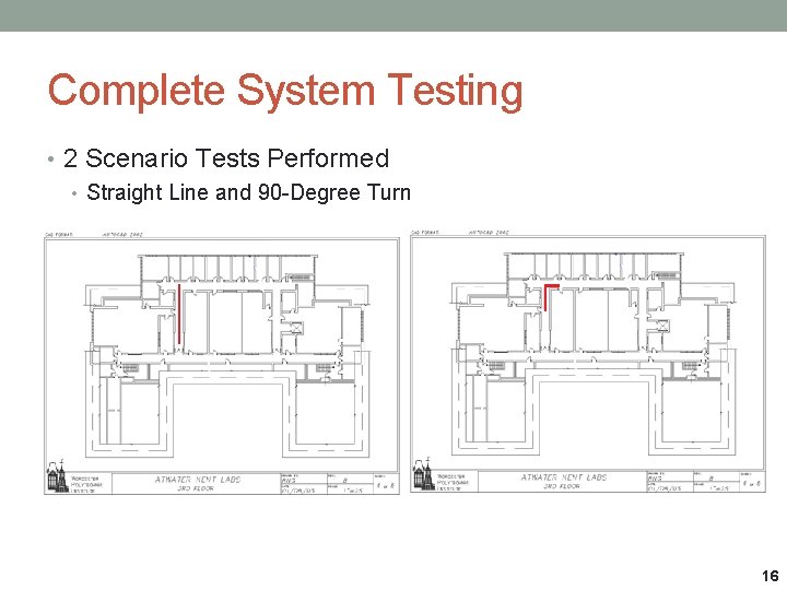 Complete System Testing • 2 Scenario Tests Performed • Straight Line and 90 -Degree
