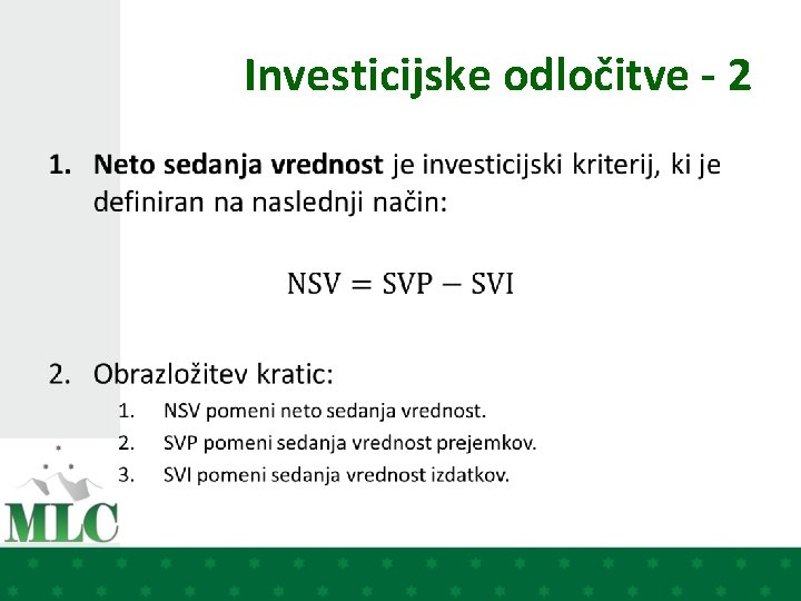 Investicijske odločitve - 2 • 