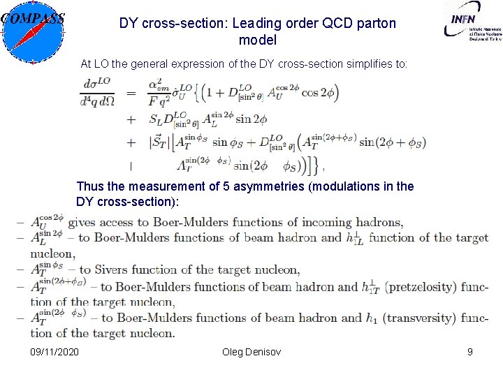 DY cross-section: Leading order QCD parton model At LO the general expression of the