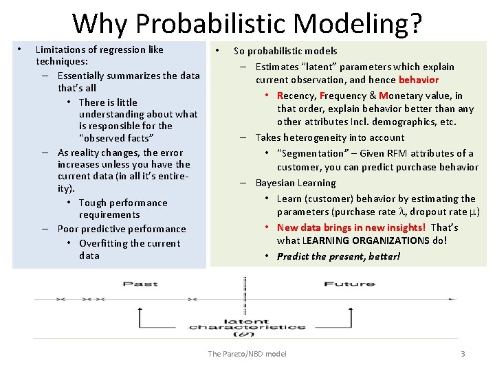 Why Probabilistic Modeling? • Limitations of regression like techniques: – Essentially summarizes the data