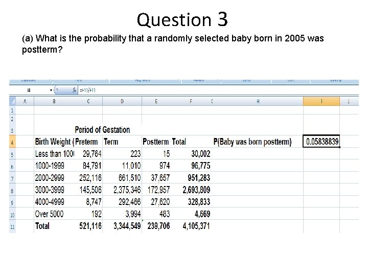 Question 3 (a) What is the probability that a randomly selected baby born in