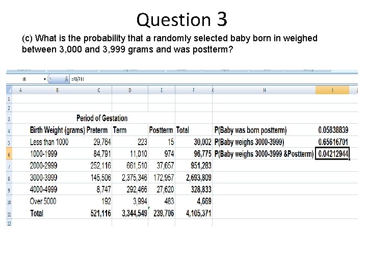 Question 3 (c) What is the probability that a randomly selected baby born in