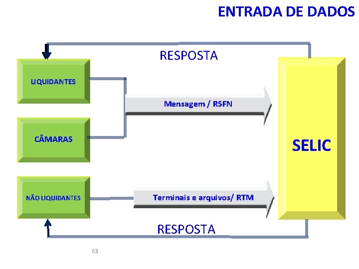 ENTRADA DE DADOS RESPOSTA LIQUIDANTES Mensagem / RSFN C MARAS SELIC Terminais e arquivos/