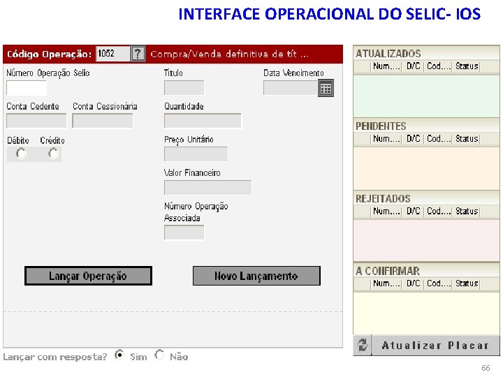 INTERFACE OPERACIONAL DO SELIC- IOS 66 66 