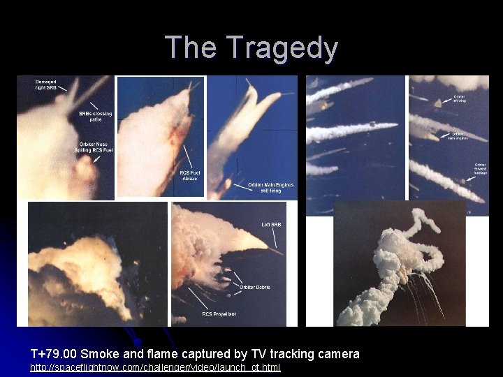 The Tragedy T+79. 00 Smoke and flame captured by TV tracking camera http: //spaceflightnow.