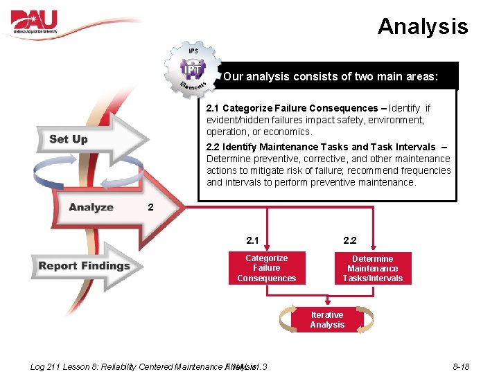 Analysis Our analysis consists of two main areas: 2. 1 Categorize Failure Consequences –