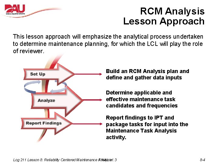 RCM Analysis Lesson Approach This lesson approach will emphasize the analytical process undertaken to RCM Analysis Lesson Approach This lesson approach will emphasize the analytical process undertaken to