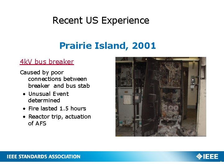 Recent US Experience Prairie Island, 2001 4 k. V bus breaker Caused by poor
