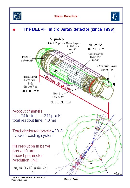 Silicon Detectors u The DELPHI micro vertex detector (since 1996) 50 mm Rf 44