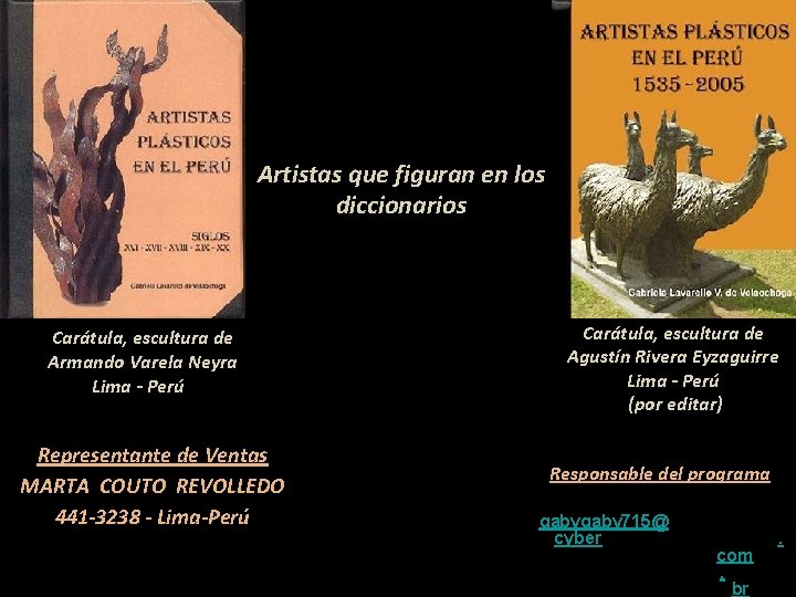Artistas que figuran en los diccionarios Carátula, escultura de Armando Varela Neyra Lima -