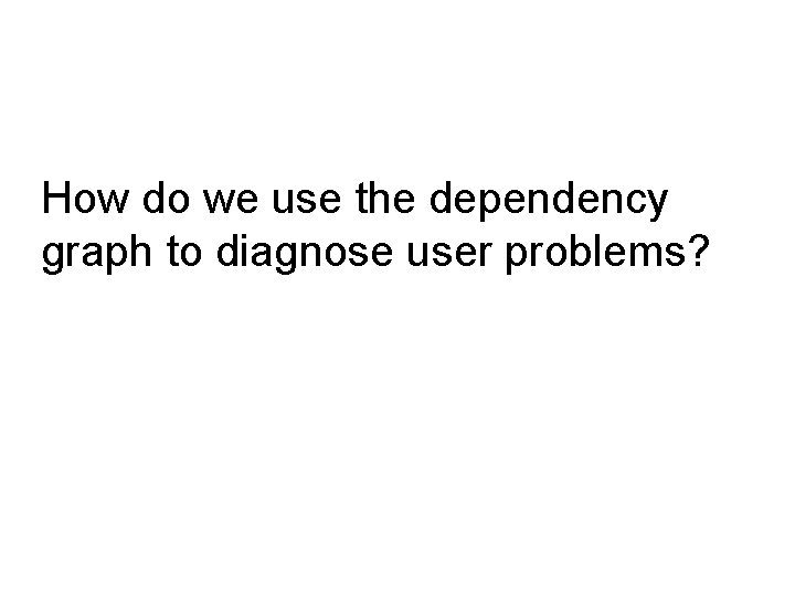 How do we use the dependency graph to diagnose user problems? 
