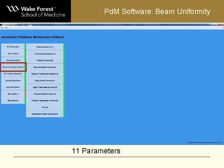 Pd. M Software: Beam Uniformity 11 Parameters 