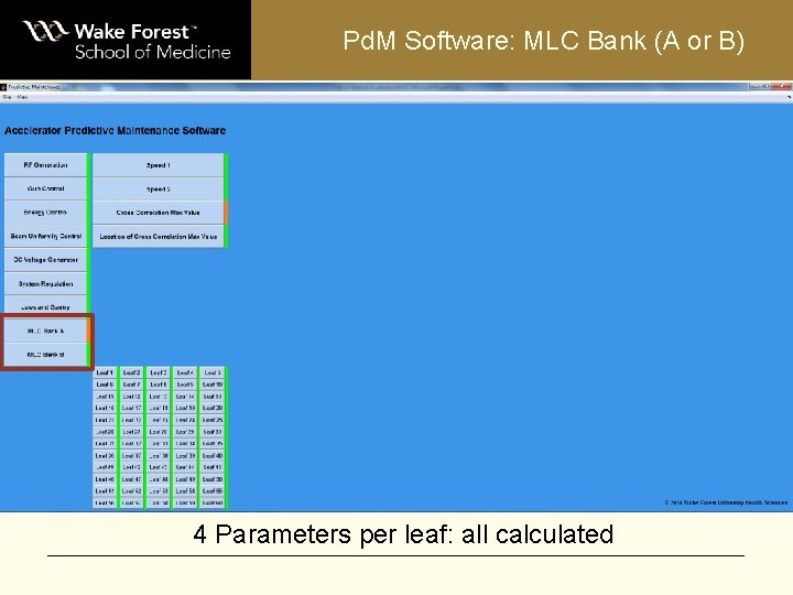 Pd. M Software: MLC Bank (A or B) 4 Parameters per leaf: all calculated