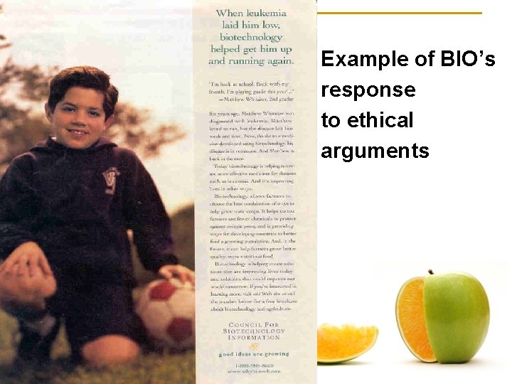 Example of BIO’s response to ethical arguments 